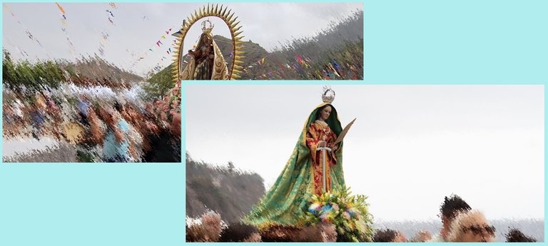 Fotomontaje virgen del Rosario y Santa Catalina